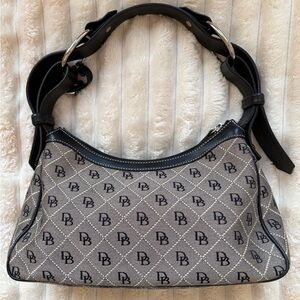 Dooney & Bourke Signature Monogram Shoulder Bag~ Canvas With Leather Trim